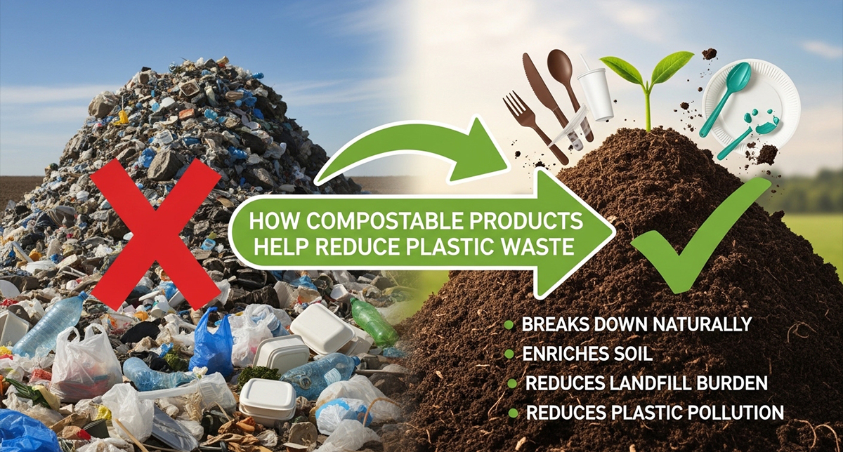 How Compostable Products Help Reduce Plastic Waste